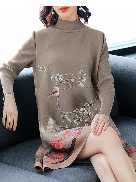 casual dresses 2021 autumn women fashion print dress temperament high collar loose large size long sleeve female women's clothing, Black;gray
casual dresses 2021 autumn women fashion print dress temperament high collar loose large size long sleeve female women's clothing, Black;gray