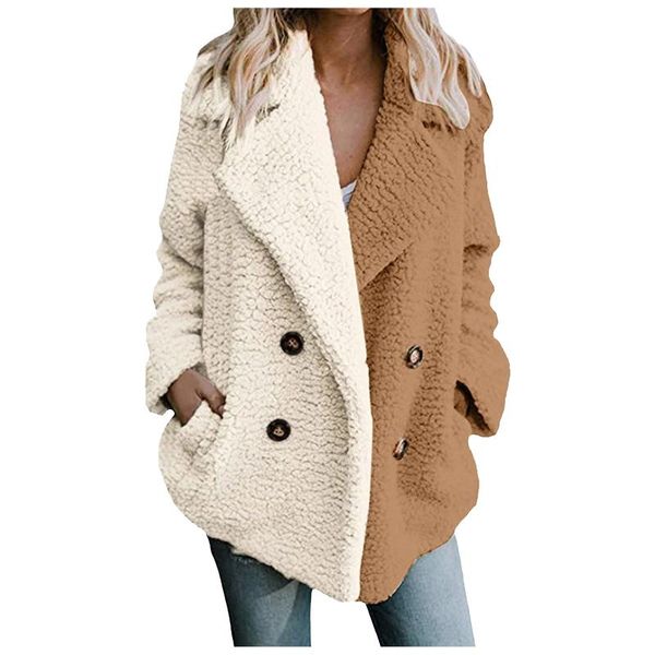 women's jackets button lambswool women fashion patchwork lapel jacket casual padded thickened famale autumn winter warm coat elegant, Black;brown
women's jackets button lambswool women fashion patchwork lapel jacket casual padded thickened famale autumn winter warm coat elegant, Black;brown