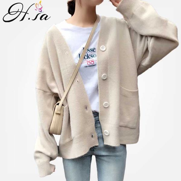 h.sa spring autumn women oversized sweater cardigans v neck long sleeve oversized sweater coat knitted jackets spring 210716, White;black
h.sa spring autumn women oversized sweater cardigans v neck long sleeve oversized sweater coat knitted jackets spring 210716, White;black