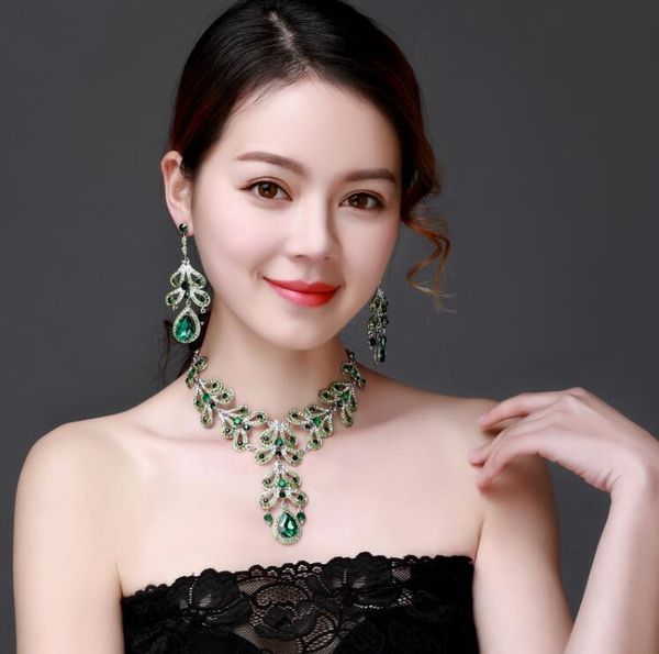 bracelet, earrings & necklace european and american luxury banquet fashion color gem flower clavicle chain dress accessories jewelry, Black
bracelet, earrings & necklace european and american luxury banquet fashion color gem flower clavicle chain dress accessories jewelry, Black