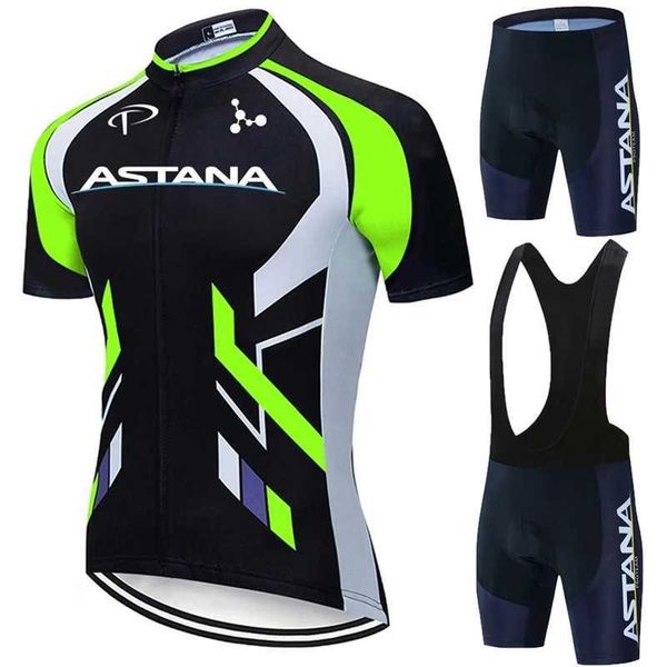2021 fluorescent green short sleeve summer men's cycling suit