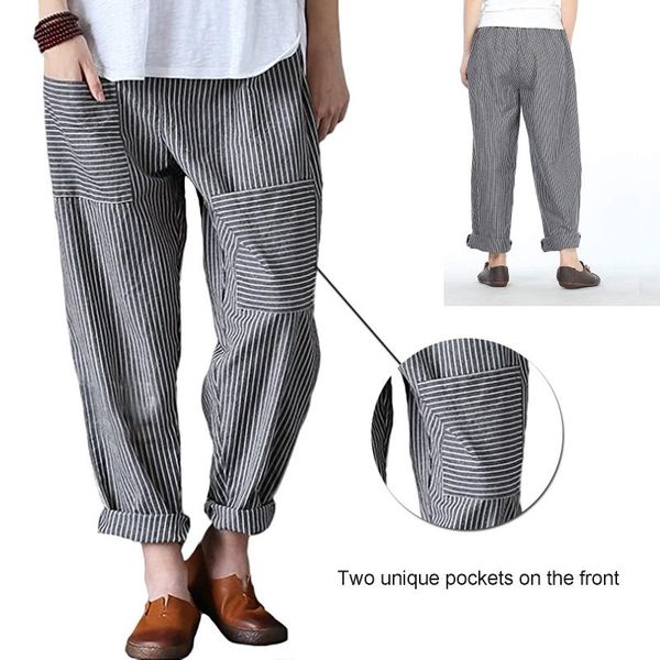 women's pants & capris women strip print wide leg trousers fashion high waist autumn irregular patchwork pocket streetwear 21726, Black;white
women's pants & capris women strip print wide leg trousers fashion high waist autumn irregular patchwork pocket streetwear 21726, Black;white