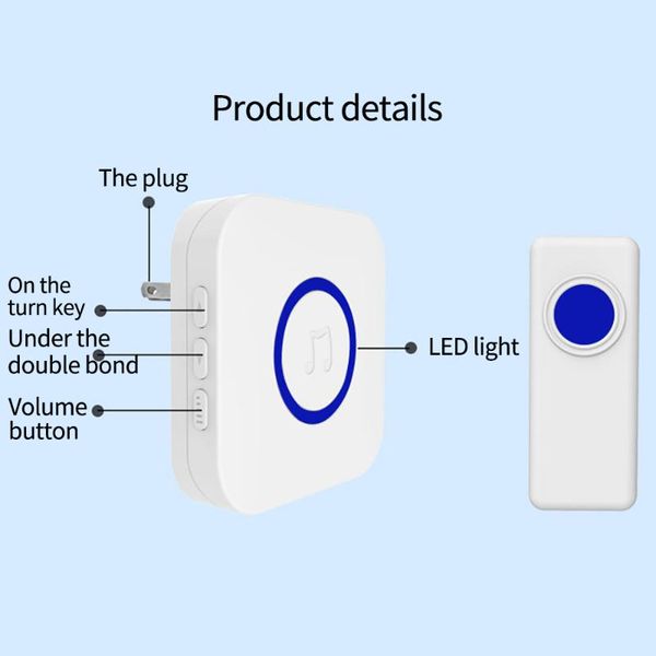wireless doorbell kit, 330m remote has 4 volume levels waterproof function 52 chimes led flashes, used in home office classroom doorbells
wireless doorbell kit, 330m remote has 4 volume levels waterproof function 52 chimes led flashes, used in home office classroom doorbells