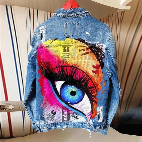 eye spaper back print denim blue jacket women coats ripped hole long sleeve baseball uniform casual spring bf outerwear women's jackets, Black;brown
eye spaper back print denim blue jacket women coats ripped hole long sleeve baseball uniform casual spring bf outerwear women's jackets, Black;brown