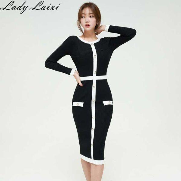 women fashion long sleeve o neck single-breasted contrasting colors sweater jumper slim knitting dresses 210529, Black;gray
women fashion long sleeve o neck single-breasted contrasting colors sweater jumper slim knitting dresses 210529, Black;gray