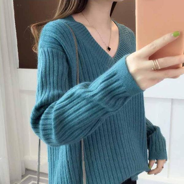 women's sweaters autumn/winter pullover v neck sweater blouse for women loose long sleeve knitwear, White;black
women's sweaters autumn/winter pullover v neck sweater blouse for women loose long sleeve knitwear, White;black