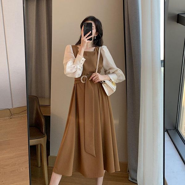 casual dresses square neck dress women's autumn 2021 long sleeve french waist closing slim temperament medium length skirt, Black;gray
casual dresses square neck dress women's autumn 2021 long sleeve french waist closing slim temperament medium length skirt, Black;gray
