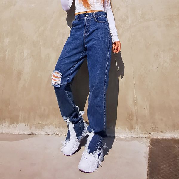 torn jeans women high waist slimming 2021 early spring fashion casual street straight women's leg pants, Blue
torn jeans women high waist slimming 2021 early spring fashion casual street straight women's leg pants, Blue
