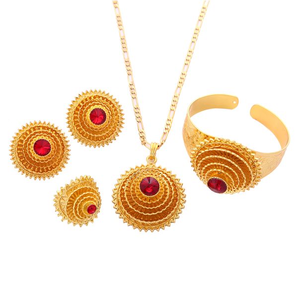 romantical 24k gold color ethiopian red green blue color stone sets for african ethiopian eritrean wedding jewelry set, Black 
romantical 24k gold color ethiopian red green blue color stone sets for african ethiopian eritrean wedding jewelry set, Black
