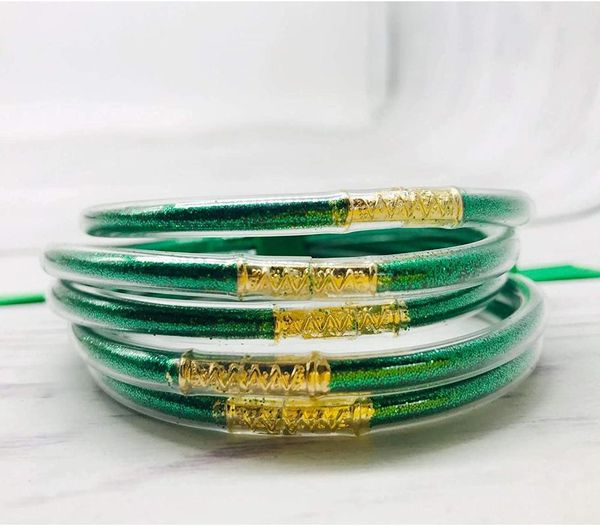 bangle green glitter jelly bracelet set - gold powder lining fashion jewelry lightweight cute bracelets for women girl, Black
bangle green glitter jelly bracelet set - gold powder lining fashion jewelry lightweight cute bracelets for women girl, Black