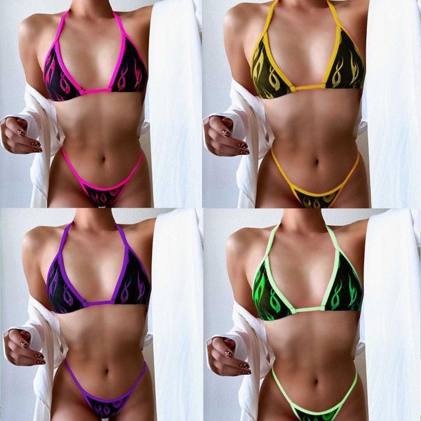 women's swimwear flame girl bikini 2021 swimsuit print biquini bathing suits two piece push up thong beachwear, White;black
women's swimwear flame girl bikini 2021 swimsuit print biquini bathing suits two piece push up thong beachwear, White;black