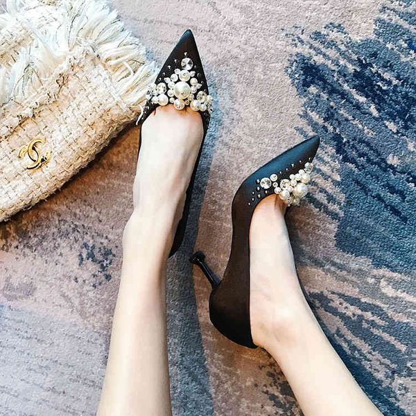 fee women pumps black satin pearls pointed toe high heels bride wedding shoes real po
fee women pumps black satin pearls pointed toe high heels bride wedding shoes real po