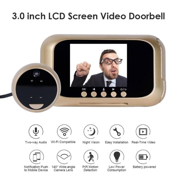 3.0 inch lcd screen electronic doorbell pir motion sensor door camera 140 degree digital eye viewer outdoor doorbells
3.0 inch lcd screen electronic doorbell pir motion sensor door camera 140 degree digital eye viewer outdoor doorbells