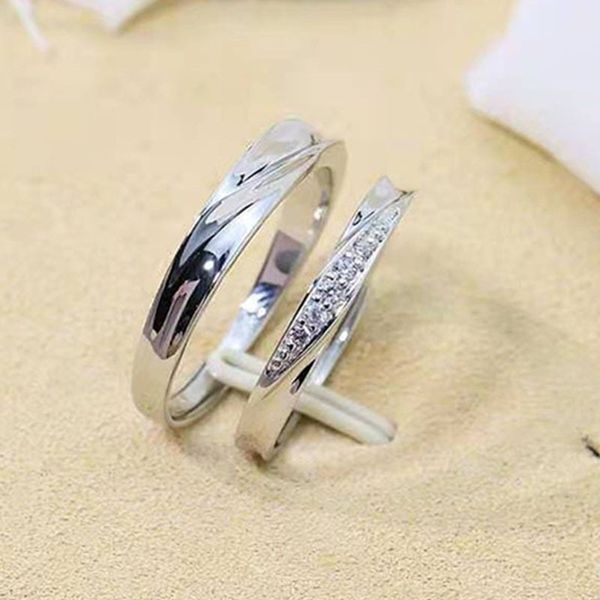 s925 silver personality thread zircon couple new simple men's and women's adjustable ring, Black
s925 silver personality thread zircon couple new simple men's and women's adjustable ring, Black