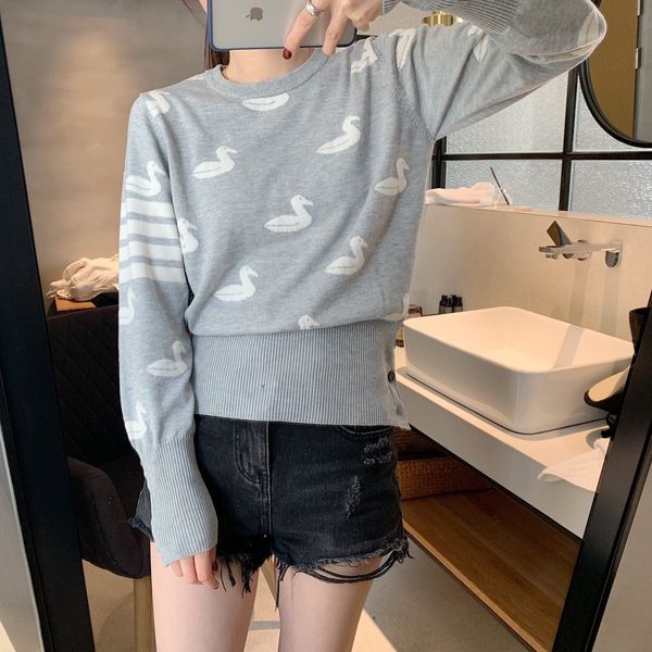duck round neck college style tb long sleeve duckling wool sweater pullover blouse female, White
duck round neck college style tb long sleeve duckling wool sweater pullover blouse female, White