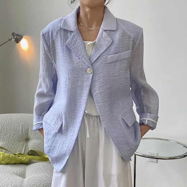 women's suits & blazers summer casual solid color single-button pocket decoration thin loose jacket, White;black
women's suits & blazers summer casual solid color single-button pocket decoration thin loose jacket, White;black