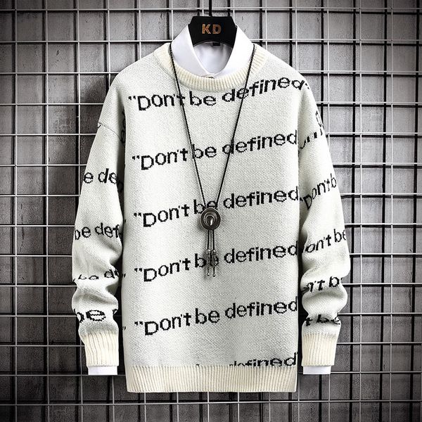men's sweaters autumn and winter letter printing knitted men's sweater long sleeve o-neck thick warm loose top, White;black
men's sweaters autumn and winter letter printing knitted men's sweater long sleeve o-neck thick warm loose top, White;black