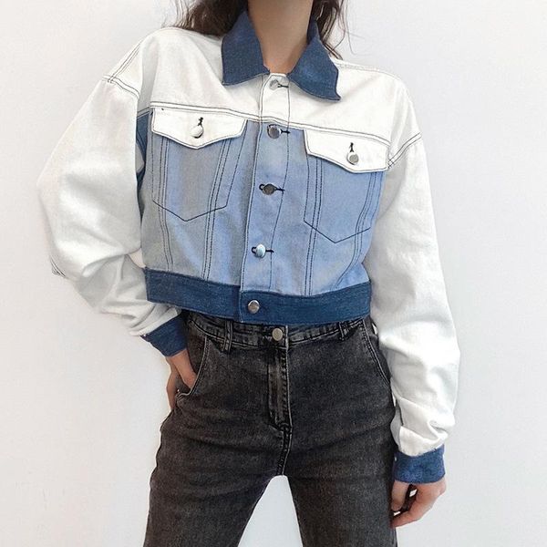 women's jackets women patchwork short denim coats woman spring/autumn long sleeve lapel single breasted casual stitching jean outwear, Black;brown
women's jackets women patchwork short denim coats woman spring/autumn long sleeve lapel single breasted casual stitching jean outwear, Black;brown