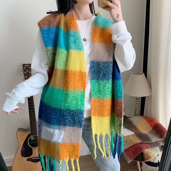 designer scarf womens luxury scarves autumn and winter warm outdoor fashion rainbow plaid scarfs 8 colors quality, Blue;gray
designer scarf womens luxury scarves autumn and winter warm outdoor fashion rainbow plaid scarfs 8 colors quality, Blue;gray