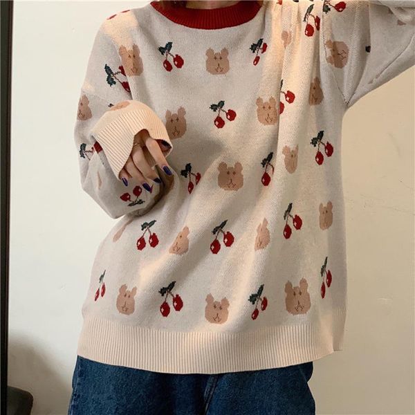 autumn winter vintage loose women's sweaters pullovers japanese kawaii knit jumpers 2021 girl casual o-neck female pullover cute, White;black
autumn winter vintage loose women's sweaters pullovers japanese kawaii knit jumpers 2021 girl casual o-neck female pullover cute, White;black