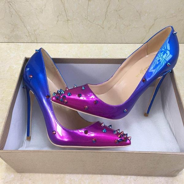 dress shoes ladies fashion spring and autumn high heels double color pointed matching rivets, Black
dress shoes ladies fashion spring and autumn high heels double color pointed matching rivets, Black