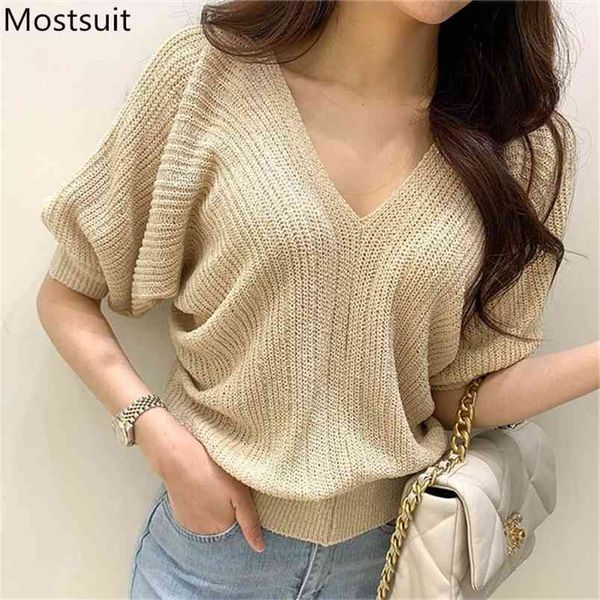 korean thin knitted pullover women summer half sleeve v-neck sweater knitwear vintage fashion ladies jumpers 210513, White;black
korean thin knitted pullover women summer half sleeve v-neck sweater knitwear vintage fashion ladies jumpers 210513, White;black