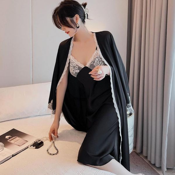 women's sleepwear lace twinset robe set women with cheast pads satin lingerie nightwear kimono bath gown bathrobe nightgown sleep suit, Black;red
women's sleepwear lace twinset robe set women with cheast pads satin lingerie nightwear kimono bath gown bathrobe nightgown sleep suit, Black;red