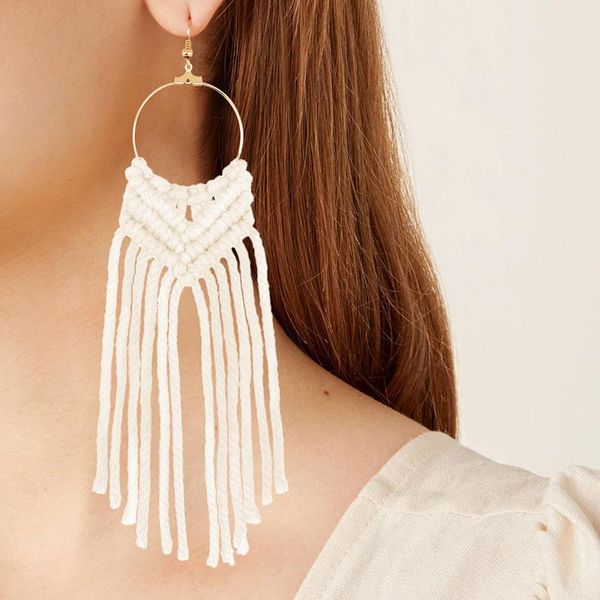 dangle & chandelier tassel macrame earrings women handmade cotton weaving multi colors wild summer holiday jewelry boho accessories drop, Silver
dangle & chandelier tassel macrame earrings women handmade cotton weaving multi colors wild summer holiday jewelry boho accessories drop, Silver