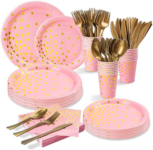 disposable dinnerware paper plates napkins tableware sets pink gold party supplies cutlery decoration for baby shower birthday wedding
disposable dinnerware paper plates napkins tableware sets pink gold party supplies cutlery decoration for baby shower birthday wedding