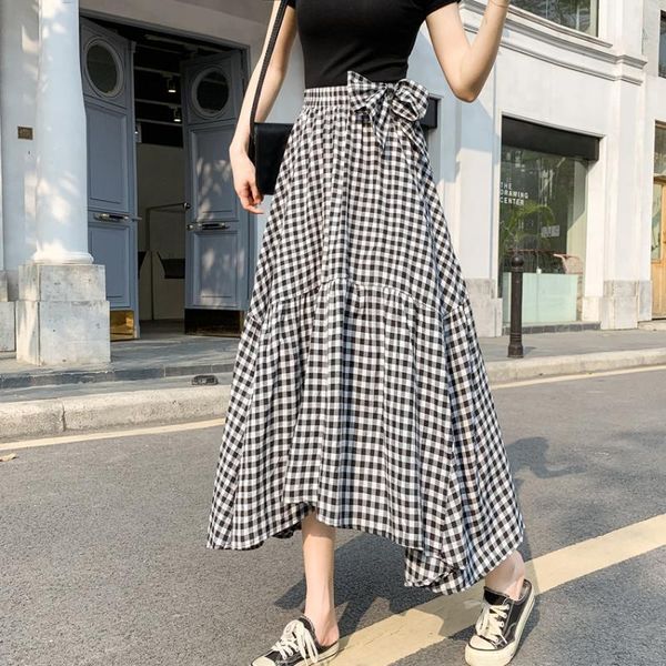 high waist pleated skirt lady cover retro long plaid skirts bow faldas kawaii jupe falda, Black
high waist pleated skirt lady cover retro long plaid skirts bow faldas kawaii jupe falda, Black
