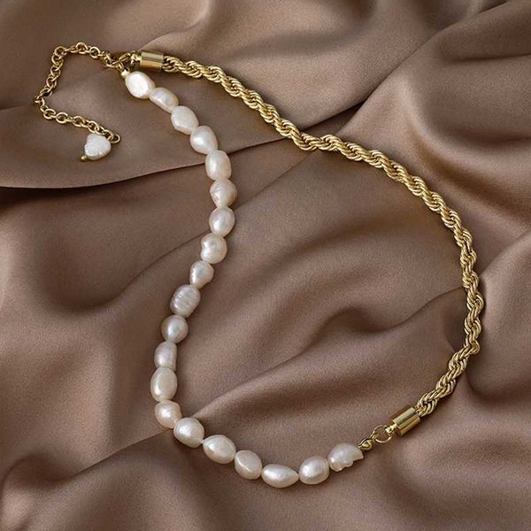 chains korean fashion half pearl twist chain necklace for women men vintage gold stainless steel punk jewelry gift, Silver
chains korean fashion half pearl twist chain necklace for women men vintage gold stainless steel punk jewelry gift, Silver