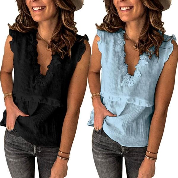 women's blouses & shirts fashion office lady vest solid color deep lace v neck sleeveless ruffled edge slim blouse top, White
women's blouses & shirts fashion office lady vest solid color deep lace v neck sleeveless ruffled edge slim blouse top, White