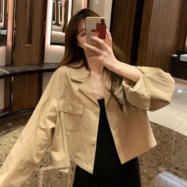women's suits & blazers kusahiki 2021 spring short blazer coat causal korean notched collar women suit jacket solid single breasted 6f2, White;black
women's suits & blazers kusahiki 2021 spring short blazer coat causal korean notched collar women suit jacket solid single breasted 6f2, White;black