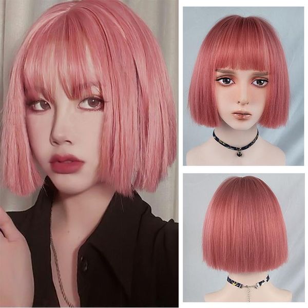 synthetic wigs blonde short straight bob with bangs for women black pink green yellow natural hairline cosplay party
synthetic wigs blonde short straight bob with bangs for women black pink green yellow natural hairline cosplay party