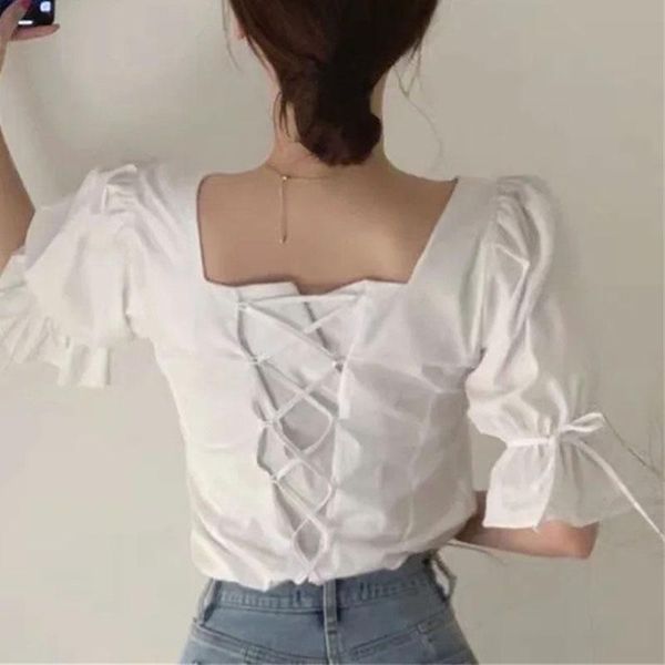 women's blouses & shirts vintage lace up bandage buttons white blouse women summer puff short sleeve square collar ladies loose female
women's blouses & shirts vintage lace up bandage buttons white blouse women summer puff short sleeve square collar ladies loose female