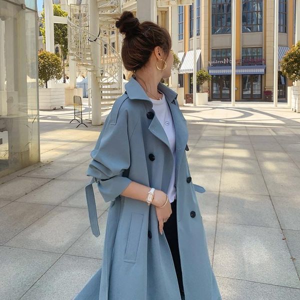 women's trench coats 2021 women coat turn down collar blue long femme autumn with belt streetwear, Tan;black
women's trench coats 2021 women coat turn down collar blue long femme autumn with belt streetwear, Tan;black
