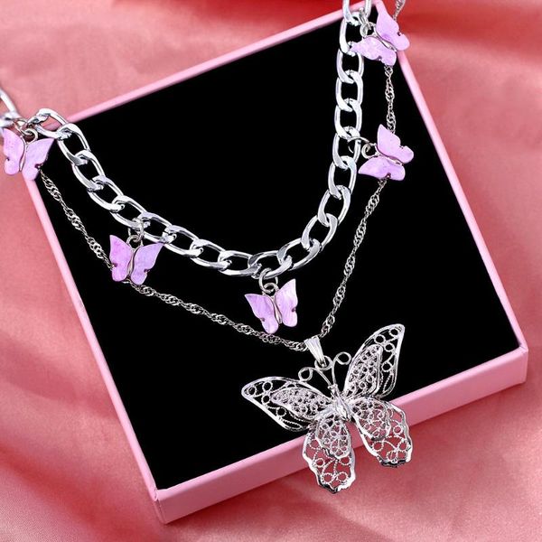 chains retro multilayer hollow big butterfly pendant necklace for women pink acrylic cuban chain choker fine jewelry, Silver
chains retro multilayer hollow big butterfly pendant necklace for women pink acrylic cuban chain choker fine jewelry, Silver