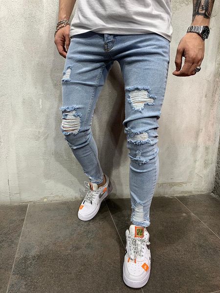 men casual jeans hiphop denim pants knees holes ripped distressed bleached scratched fashionable good qulaity new arrival, Blue
men casual jeans hiphop denim pants knees holes ripped distressed bleached scratched fashionable good qulaity new arrival, Blue
