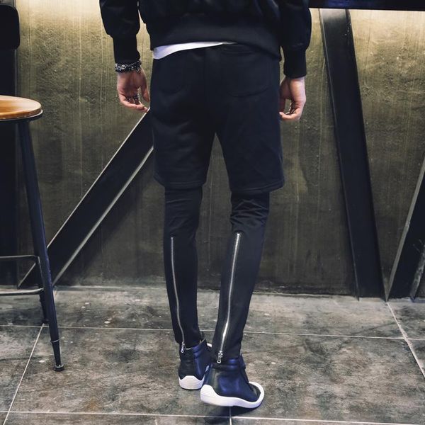 men's pants style spring and autumn wear personalized leg zipper fake two-piece slim casual japanese korean solid, Black
men's pants style spring and autumn wear personalized leg zipper fake two-piece slim casual japanese korean solid, Black