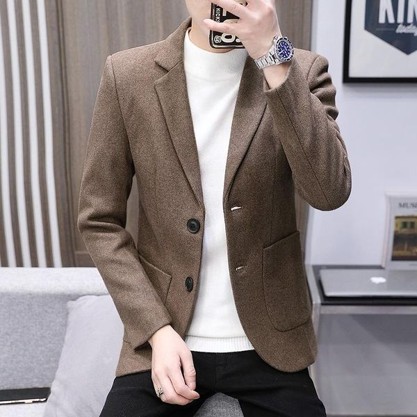 men's suits & blazers 2021 autumn and winter woolen slim fit small, double button blazer youth british style, White;black
men's suits & blazers 2021 autumn and winter woolen slim fit small, double button blazer youth british style, White;black