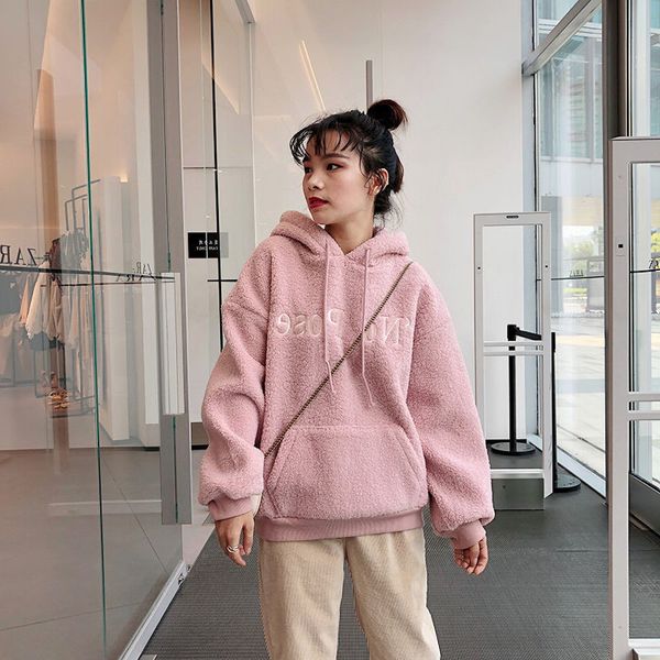lamb plush sweater women's versatile autumn and winter women's loose hooded and cashmere thickened fashion coat, Black
lamb plush sweater women's versatile autumn and winter women's loose hooded and cashmere thickened fashion coat, Black