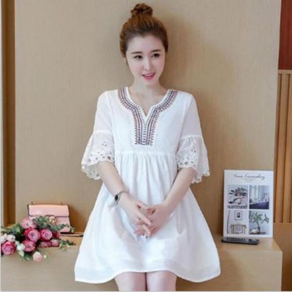 maternity dresses cotton women long pregnant mother loose clothing summer x/xl, White
maternity dresses cotton women long pregnant mother loose clothing summer x/xl, White