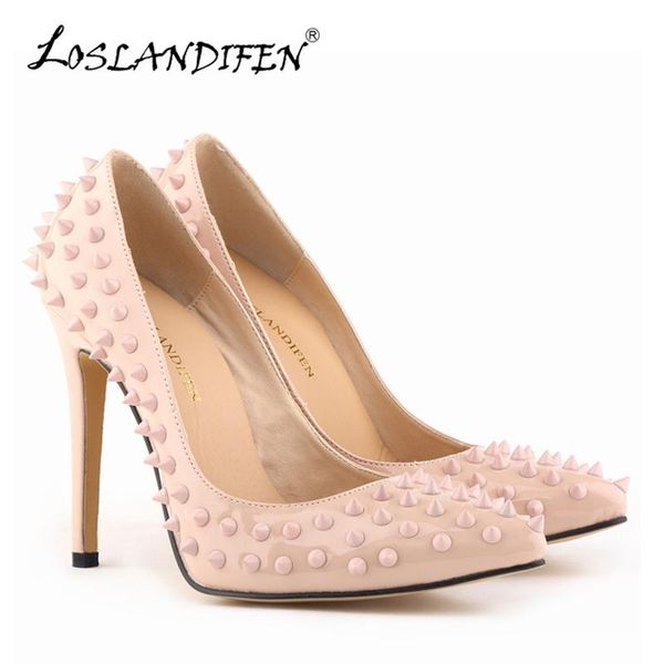dress shoes loslandifen rivets women pumps fashion pointed toe thin heels leather party for high lady, Black
dress shoes loslandifen rivets women pumps fashion pointed toe thin heels leather party for high lady, Black