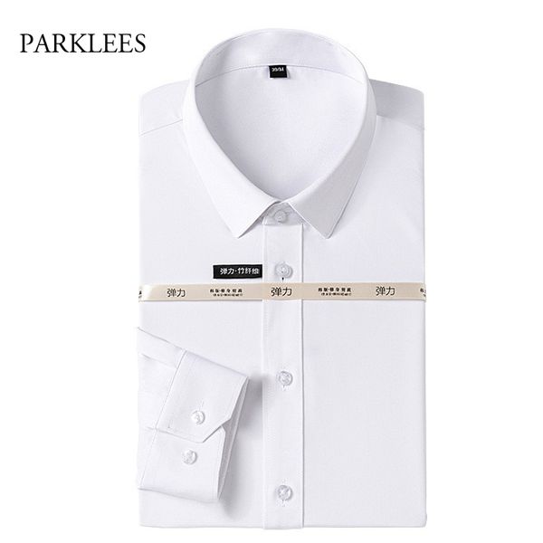 white bamboo men shirts autumn long sleeve mens dress shirts slim non iron elastic chemise homme casual breathable camisas 44 210524, White;black
white bamboo men shirts autumn long sleeve mens dress shirts slim non iron elastic chemise homme casual breathable camisas 44 210524, White;black