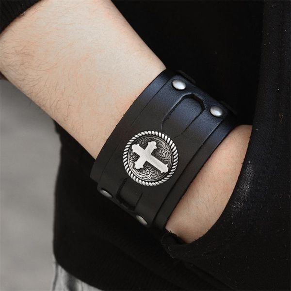 bangle men's wide leather bracelet fashion black cuff & retro punk hip hop rock opening adjustable
bangle men's wide leather bracelet fashion black cuff & retro punk hip hop rock opening adjustable