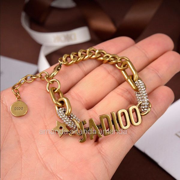 fashion braceletd family heavy industry letter full diamond women's simple personality versatile chain design, Golden;silver
fashion braceletd family heavy industry letter full diamond women's simple personality versatile chain design, Golden;silver