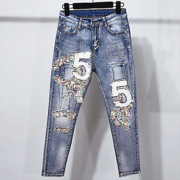 pants sequined vintage fashion womens jeans digital stretch slim denim boyfriend, Blue
pants sequined vintage fashion womens jeans digital stretch slim denim boyfriend, Blue