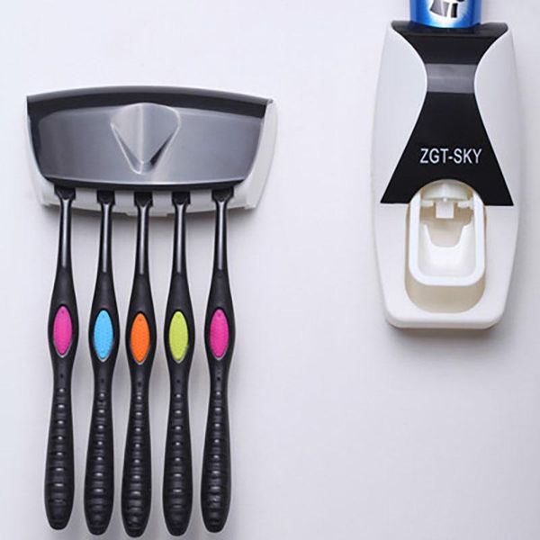 the automatic toothpaste dispenser wall mount dust-proof toothbrush holder storage rack bathroom accessories set holders
the automatic toothpaste dispenser wall mount dust-proof toothbrush holder storage rack bathroom accessories set holders