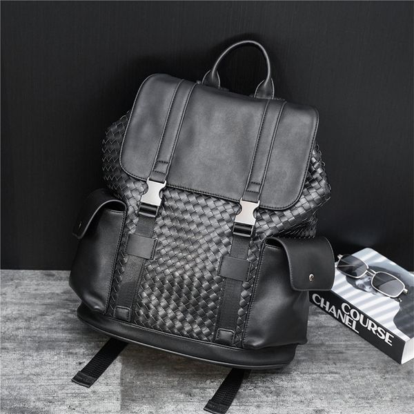 bag backpack large capacity men's fashion woven leather leisure trend student schoolbag computer, Black;red
bag backpack large capacity men's fashion woven leather leisure trend student schoolbag computer, Black;red