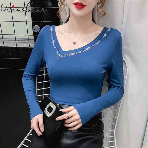 spring cotton t-shirt women solid oblique collar diamonds slim tees long sleeve multi colors t0n803a 210421, White
spring cotton t-shirt women solid oblique collar diamonds slim tees long sleeve multi colors t0n803a 210421, White